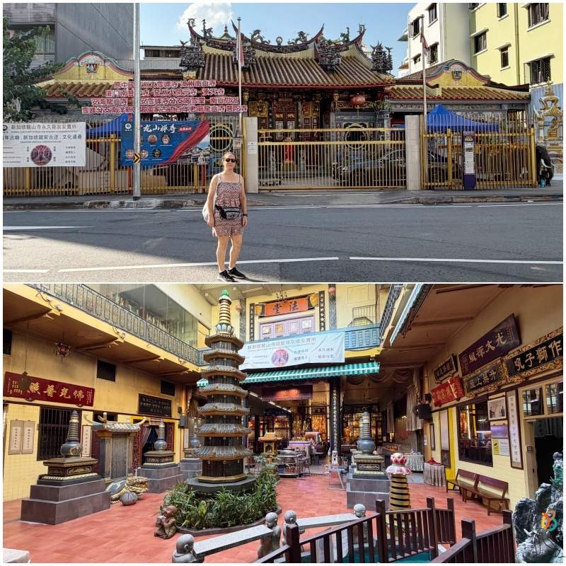fachada Templo Leong San See y patio interior