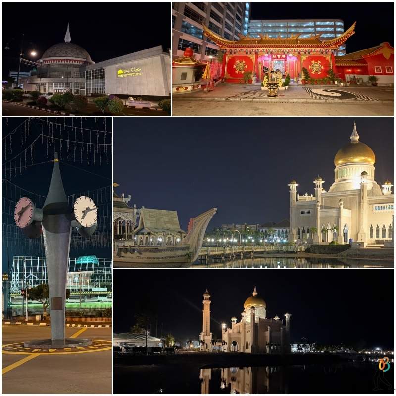Edificios de Brunei en la noche