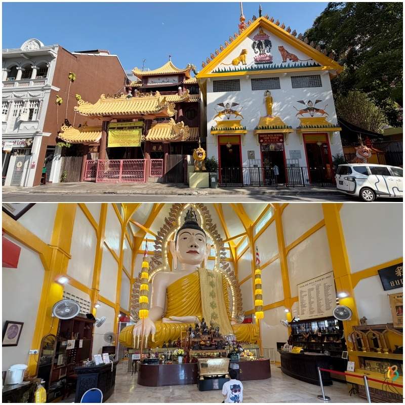 Fachada Templo Sakya Muni Buddha Gaya y el Buda en su interior