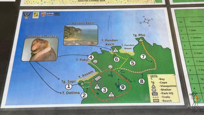 Mapa del parque Bako