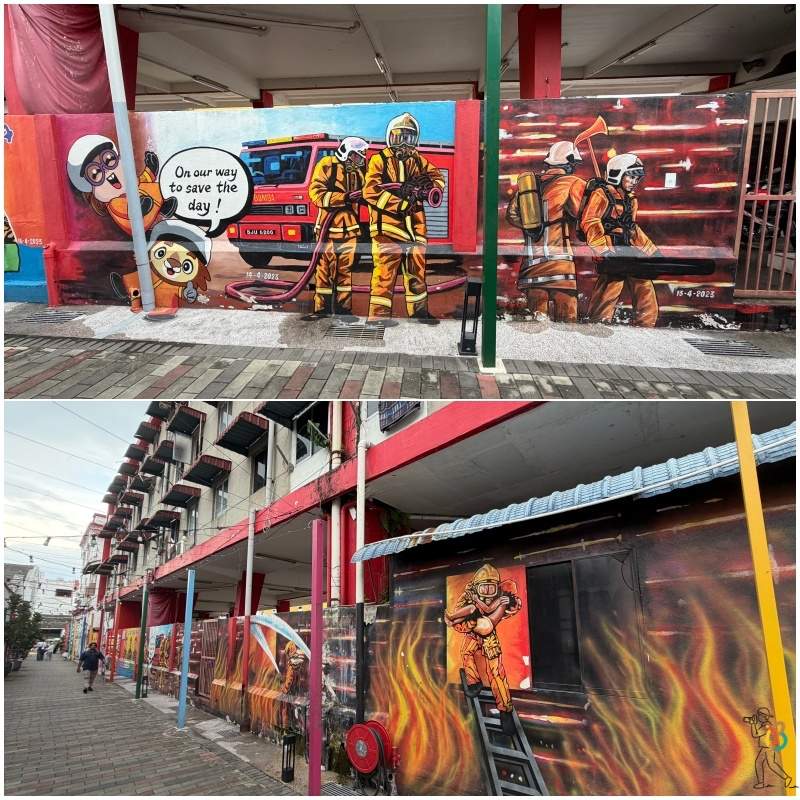 mural bomberos de la Central Fire Station (1908) de Penang