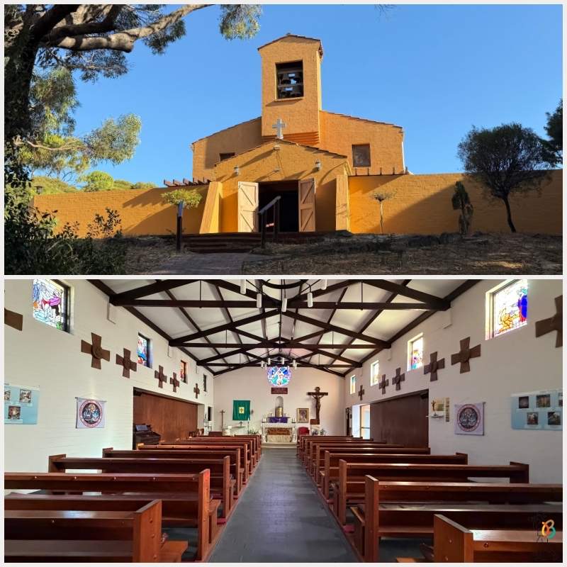 fachada e interior de la iglesia de la isla de Rottnest