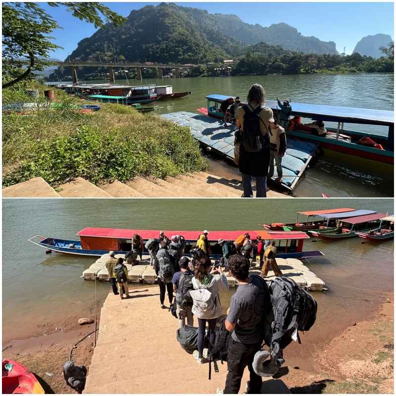 embarcadero Nong Khiaw en barca pública hacia Muang Ngoy