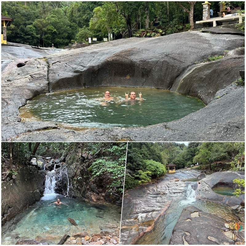 Pozas superiores de Seven Wells con agua fresca entre rocas
